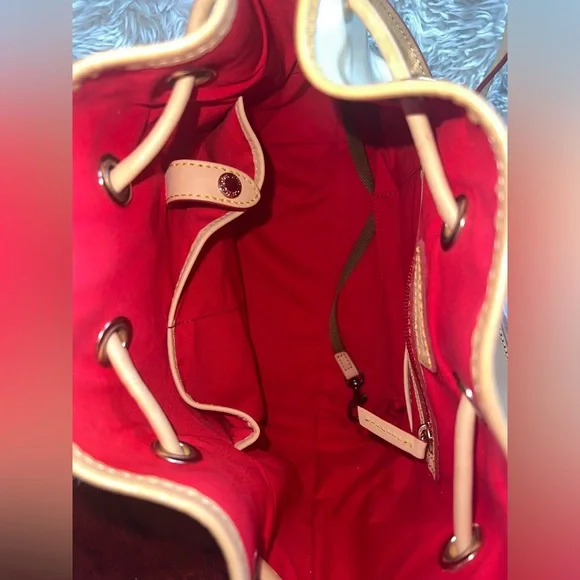 Dooney & Bourke Red and Cream Bucket Bag - Picture 9 of 10